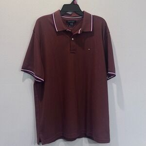 Tommy Hilfiger Men's Brown Regular Fit Short Sleeve Preppy Polo Shirt XXL